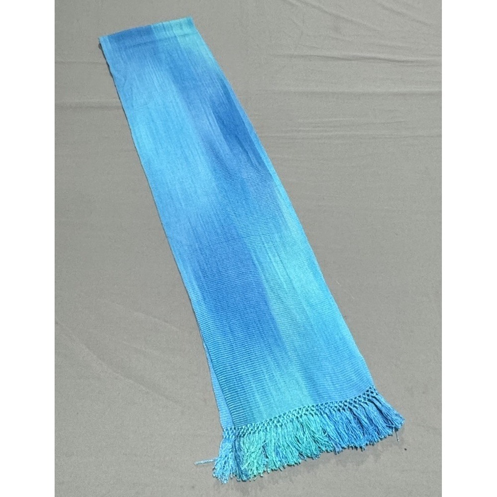 UNICEF Hand Woven Rayon Peace Scarf Women's Blue Fringe Fair Trade